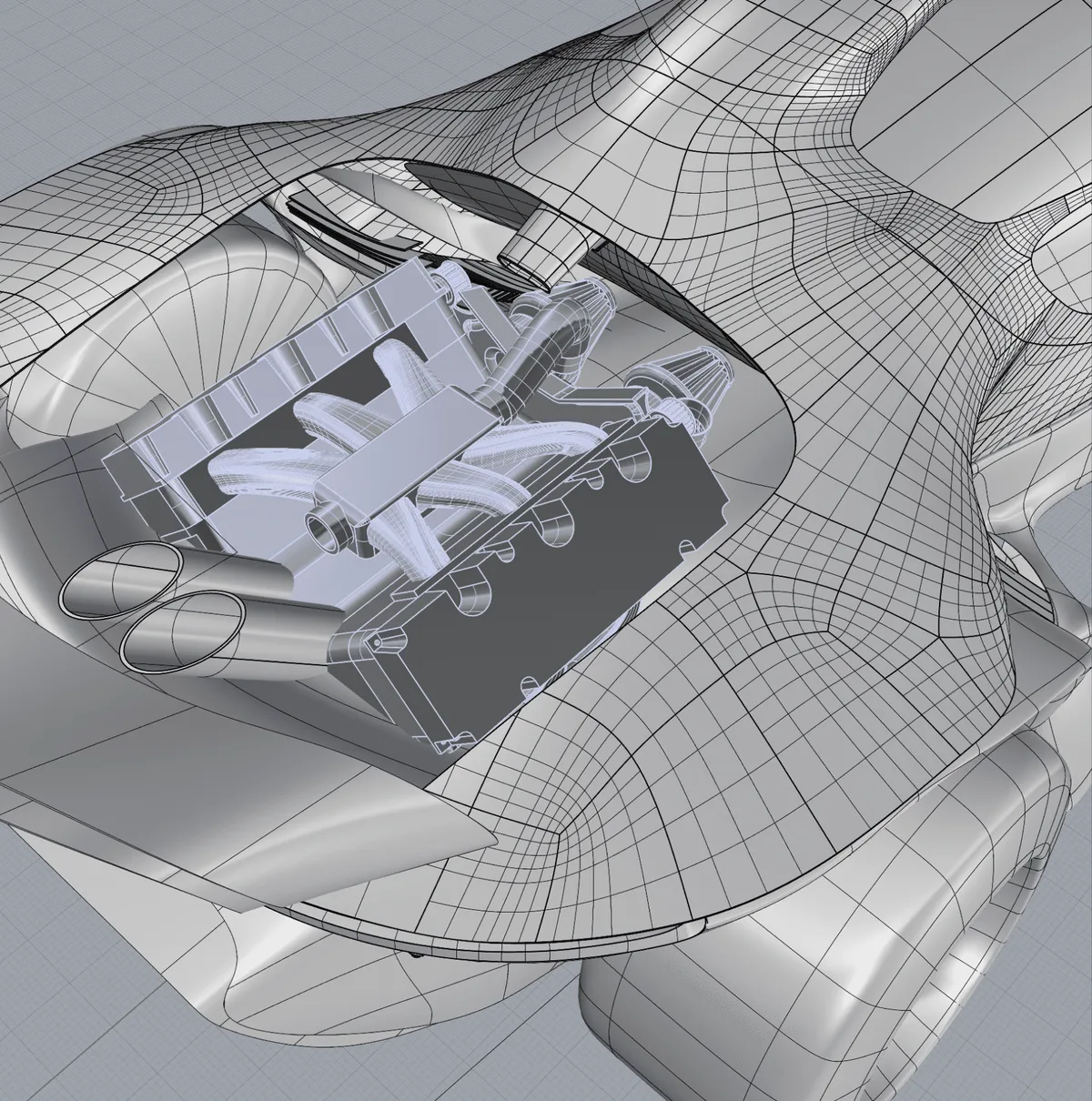 The engine set into the body.
